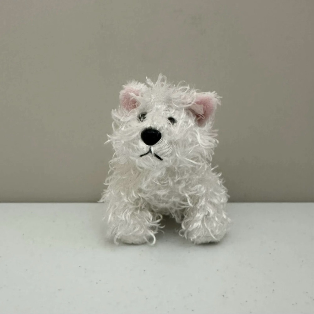 Ganz Webkinz Lil’Kinz White Terrier Dog Pink Bow Stuffed Animal Plush No Code